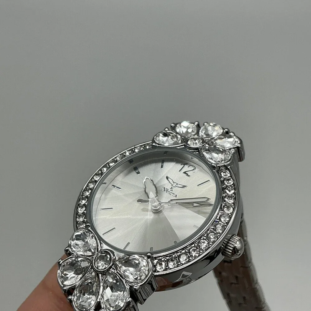 Invicta 69111 Womens Watch 30mm Silver Crystal Bezel Stainless Bracelet 7.75